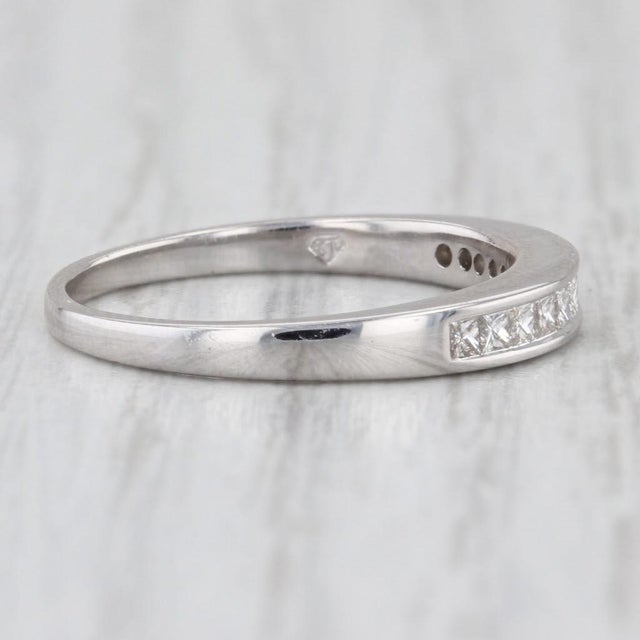 Metal 0.39ctw Classic Diamond Wedding Band 18k White Gold Stackable Anniversary Ring, Size 6.75 For Sale - Image 7 of 8