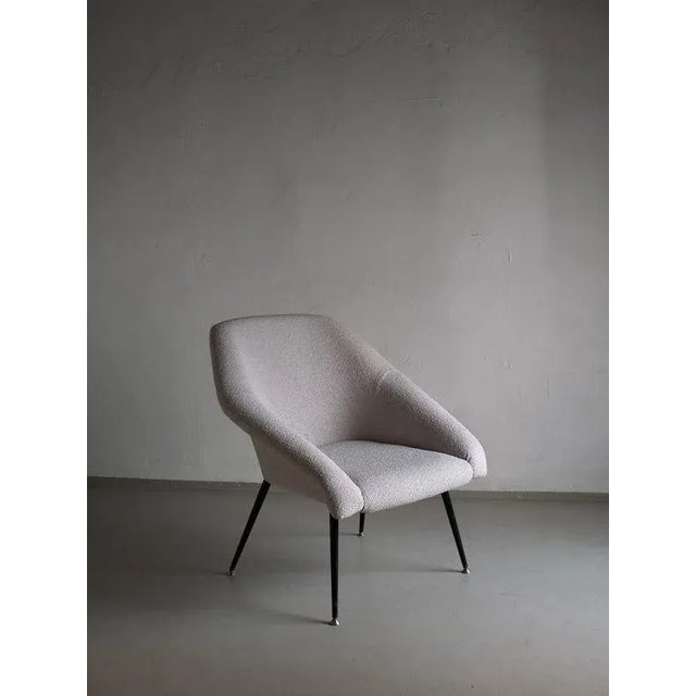 Gray Boucle Shell Armchair, Germany, 1960s For Sale - Image 9 of 9