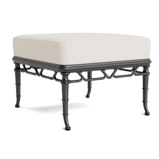 Brown Jordan Calcutta Ottoman, Textured Pewter frame with Fusion Natural fabric For Sale