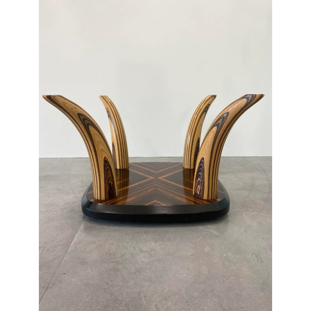 Exotic Zebra Wood Faux Tusk Coffee Table by Henredon For Sale - Image 9 of 11