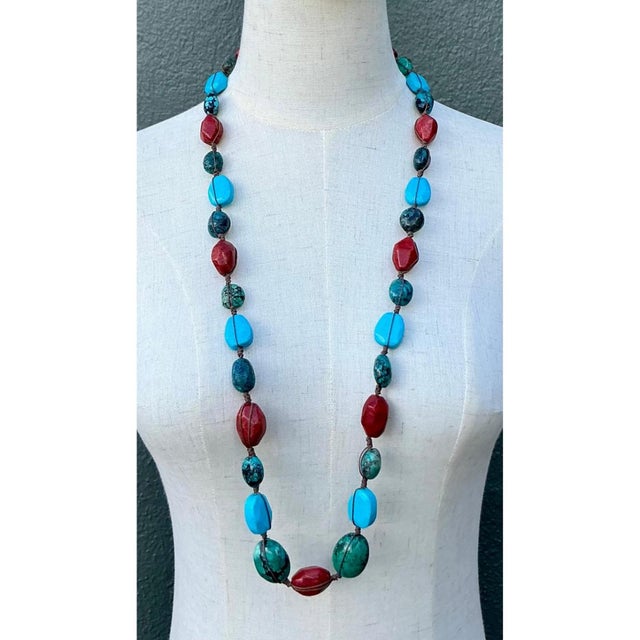 Mid 20th Century Vintage Turquoise & Coral Bead Necklace For Sale - Image 5 of 12