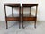 French Country 1960’s Vintage Weiman Heirloom Quality Mahogany & Tooled Leather Top Tiered End Tables on Casters – A Pair For Sale - Image 3 of 12