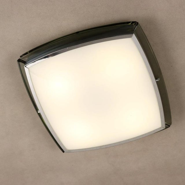 Glass and Aluminum Ceiling Light, 1970s For Sale - Image 9 of 9