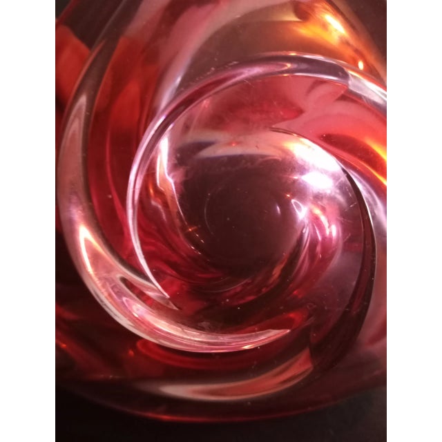 1980s Signed Pink Swirl Art Glass Ashtray Bowl by Val Saint Lambert For Sale In Dallas - Image 6 of 8