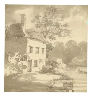 John Monro, Cottage on River Wandle, Merton, Surrey, Early 1800s, Watercolour