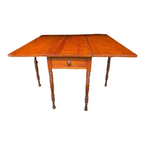 Federal Style Solid Cherry Drop-Leaf Table 19th Century