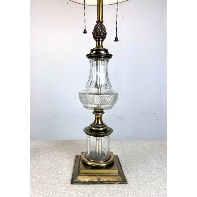 1970s 1970’s Stiffel Hollywood Regency Brass & Crystal Table Lamps For Sale - Image 5 of 12