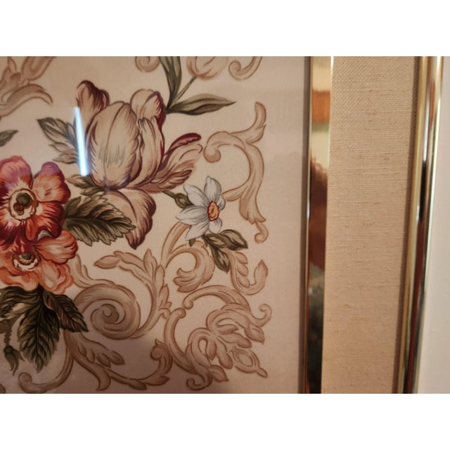 Tan Framed Vintage Ralph Lauren Silk Scarf Floral For Sale - Image 8 of 9