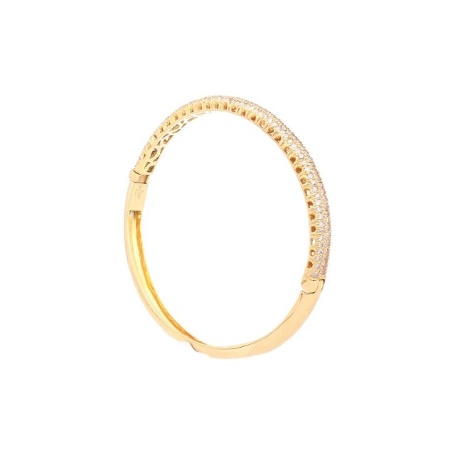 18k Gold and Round Pink Diamond Pave Set Bangle Bracelet For Sale In Miami - Image 6 of 6