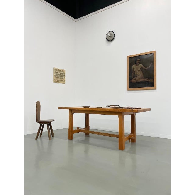 Old farm table in solid elm. We love the veining and the unique color of this wood, giving the whole thing a certain...