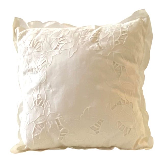 Three vintage white cotton with lovely lace on each pillow. Perfect for a young lady's bed. Very feminine! Sizes: 15' x15'...