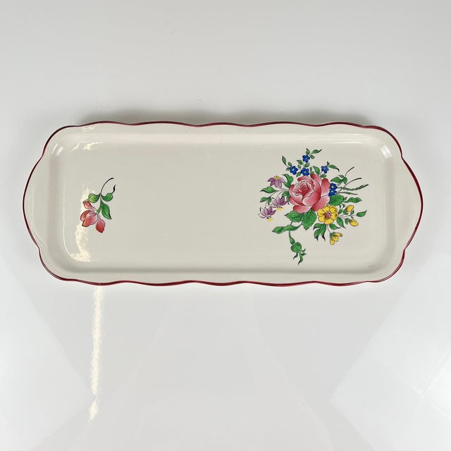 Ceramic Réverbère Cake Plate with Pink Pattern from KG Lunéville, 1980s For Sale - Image 7 of 7