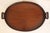 Georgian period oval serving tray, circa 1800, English. Solid mahogany with rattan bandings & sculptaral cutwork integral...