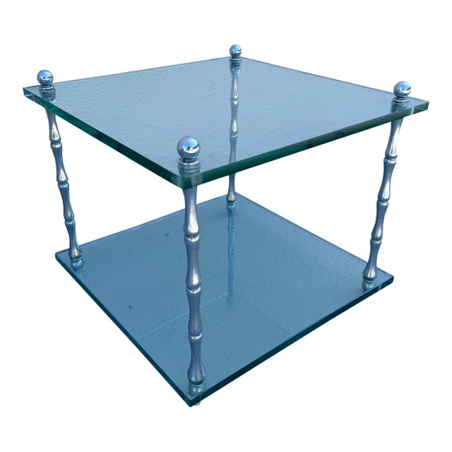 1940s Vintage Hollywood Regency Silver Side Table For Sale