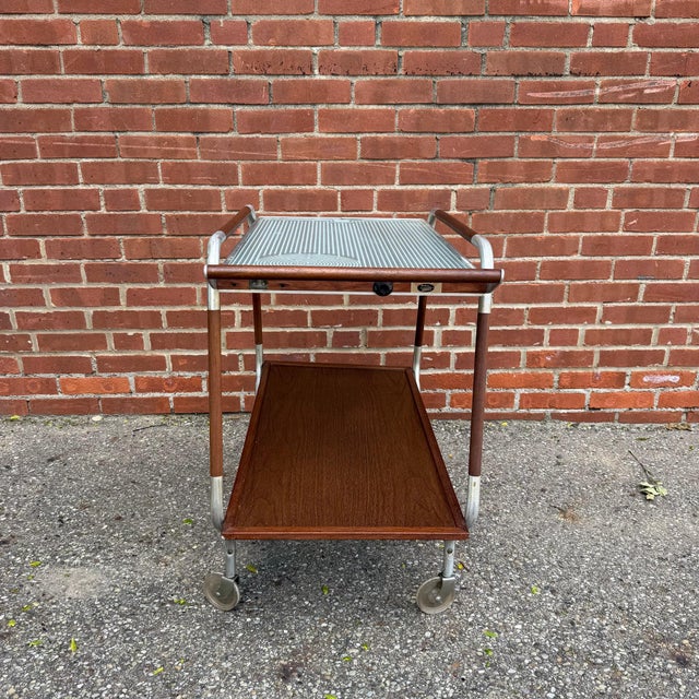 Mid-Century Modern Salton Hotable Automatic Food Warmer and Rolling Bar Cart For Sale - Image 4 of 12