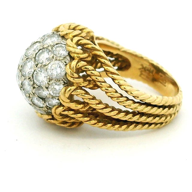Gold Hammerman Brothers 18k Gold Diamond Bombé Cocktail Ring For Sale - Image 8 of 16