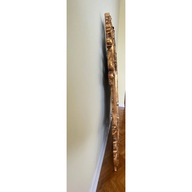 Wood Mid 20th Century Italian Rococo Style Carved Giltwood Filigree Wall Mirror For Sale - Image 7 of 9