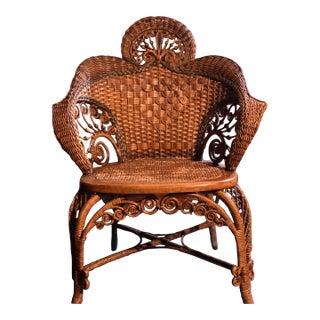 Exceptional Antique Heywood Brothers & Wakefield Fancy Wicker Armchair, Dating to Circa 1897–1915 (Pre-1921 Maker). For Sale