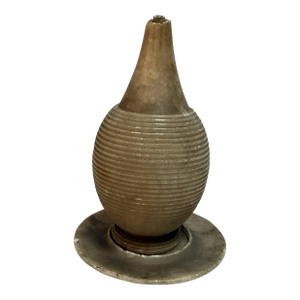 20th Century Sculptural Ribbed Stone Object With Plate