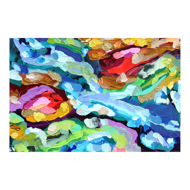 Playful Colorful Textured Painting "Those Curves" Original Artwork by Shiri Phillips For Sale