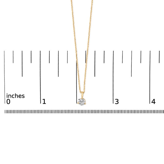 Early 21st Century 14K Yellow Gold 3/8 Cttw 3 Prong Martini Set Round Diamond Solitaire Pendant Necklace For Sale - Image 5 of 5