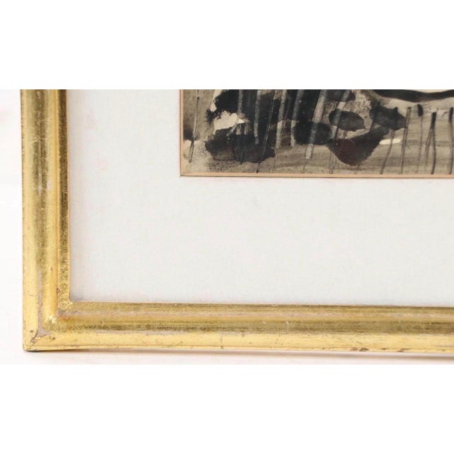 Mid 20th Century Expressionist Ink Painting of Figure and Cat by Kazimierz Podsadecki For Sale In Atlanta - Image 6 of 7