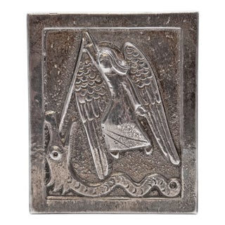 Sterling Silver Plaque by Dunstan Pruden of St Michael London 1972 For Sale