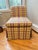 Transitional Pair of Baker Furniture Slipper Chairs in Plaid Upholstery For Sale - Image 3 of 16