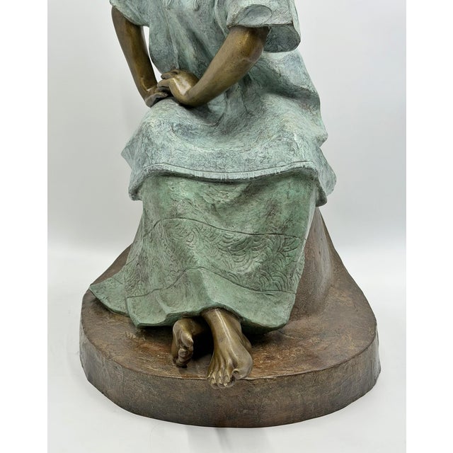 Víctor Gutiérrez Monumental Mexican Bronze Seated Woman Sculpture, 1989 For Sale - Image 16 of 18