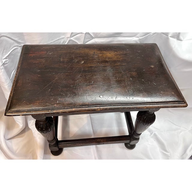 Wood Antique 1800s English Oak Joint Stool/Side Table For Sale - Image 7 of 15