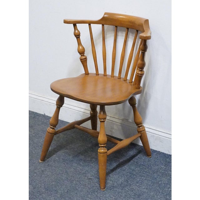 American Conant Ball Solid Hard Rock Maple Colonial Early American Spindle Back Dining Side Chair 3525 2111 For Sale - Image 3 of 9