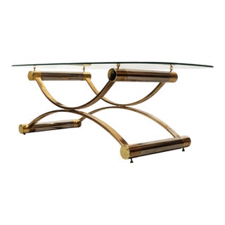 A Stunning Italian Vintage MCM Coffee Table Blends M-C Structural Innovation With Hollywood Regency Glamour. For Sale
