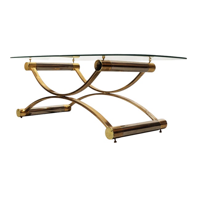 A Stunning Italian Vintage MCM Coffee Table Blends M-C Structural Innovation With Hollywood Regency Glamour. For Sale