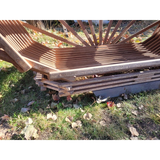 Tan 1970s Sculptural Slatted Wood Cocoon Daybed With Architectural Oval Frame For Sale - Image 8 of 17
