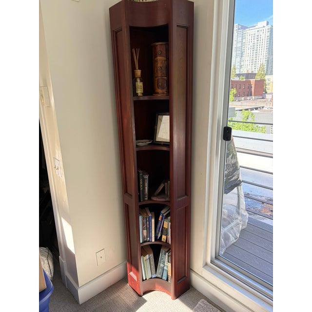 1980s Classic Slim Corner Bookcase Mahogany For Sale In Seattle - Image 6 of 7