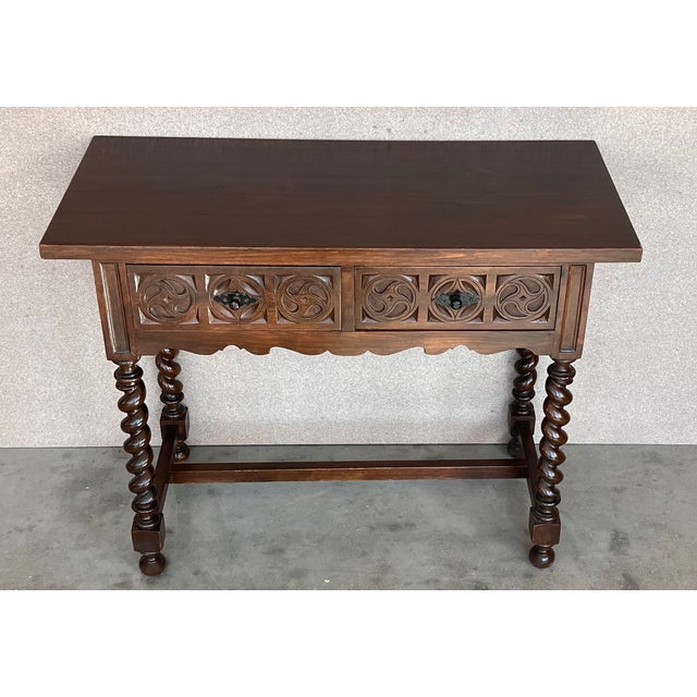 Early 20th Century Spanish Carved Console Table With Turned Legs For Sale - Image 4 of 10