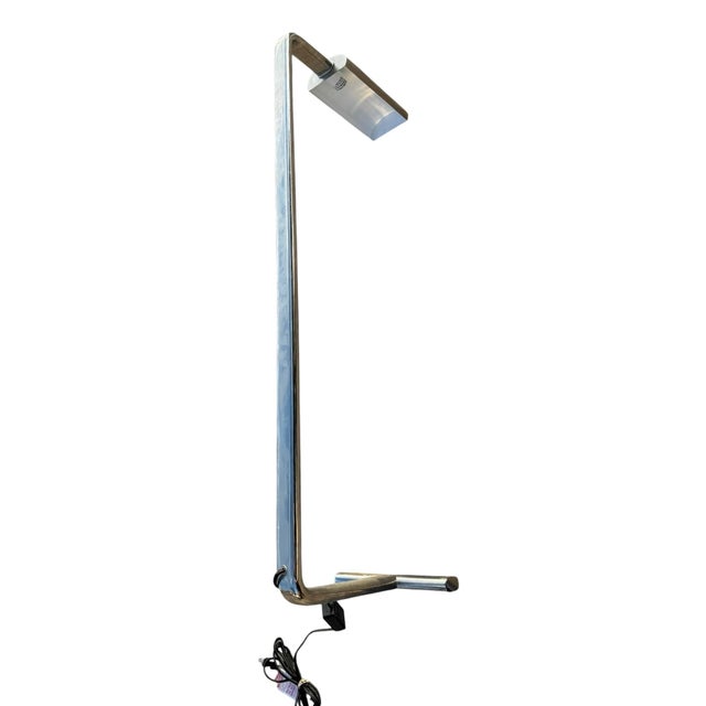 Chrome Tubular Chrome Modern T Base Floor Lamp For Sale - Image 8 of 11