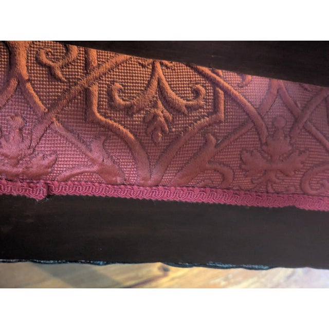 Vintage Wooden Armchair With Red Upholstery – Carved Details and Claw Feet, Vintage Accent Chair For Sale - Image 10 of 16