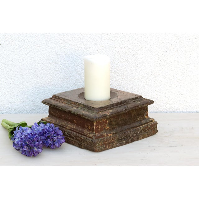 Weathered Indian Teak Architectural Plinth For Sale - Image 10 of 10