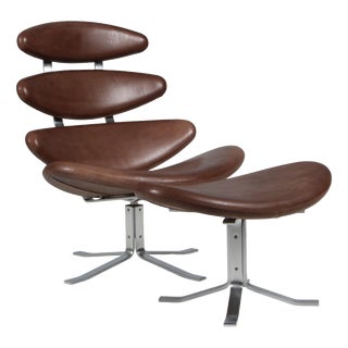 Set of Lounge Chair and Ottoman by Poul M. Volther For Sale