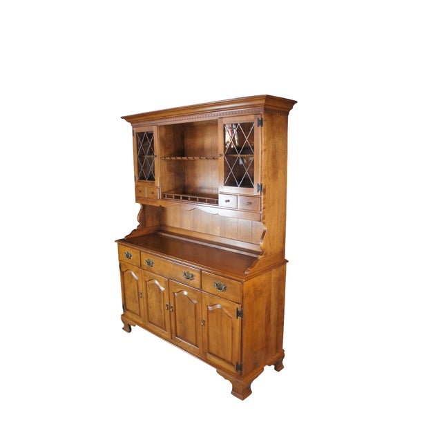 Vintage Ethan Allen Heirloom Collection china cabinet / credenza / sideboard / drybar. Made of maple featuring lower...