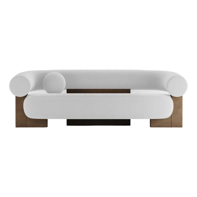 Cassete Sofa in Boucle White and Smoked Oak by Alter Ego for Collector For Sale