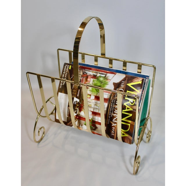 1960s 1960s Vintage French Brass Magazine Rack For Sale - Image 5 of 12