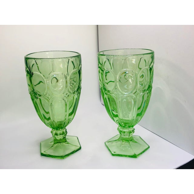 Mid-Century Modern Fostoria Green Moonstone Tea Glasses Set 10 For Sale - Image 3 of 11