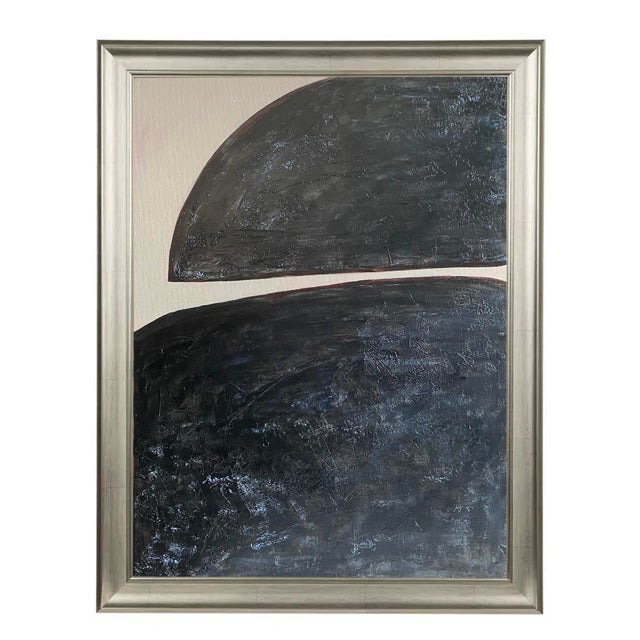 Black Black Abstract Diptych Triptych Painting Set Minimalist Modern Wall Art, Neutral Contemporary ArtFramed Abstract Set Palm Beach Style Decor For Sale - Image 8 of 9