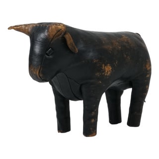 Leather Bull Stool by Dimitri Omersa for Valenti, 1965 For Sale