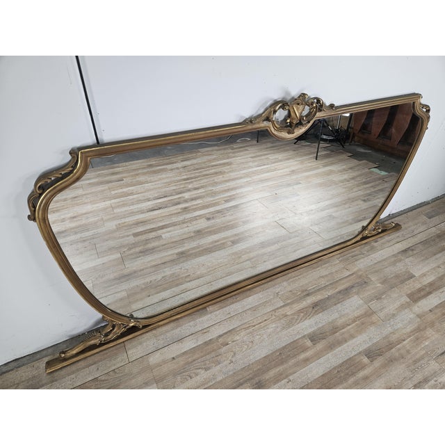 Large Vintage Mirror in Gold-Lacquered Wood, 1960 For Sale - Image 15 of 15