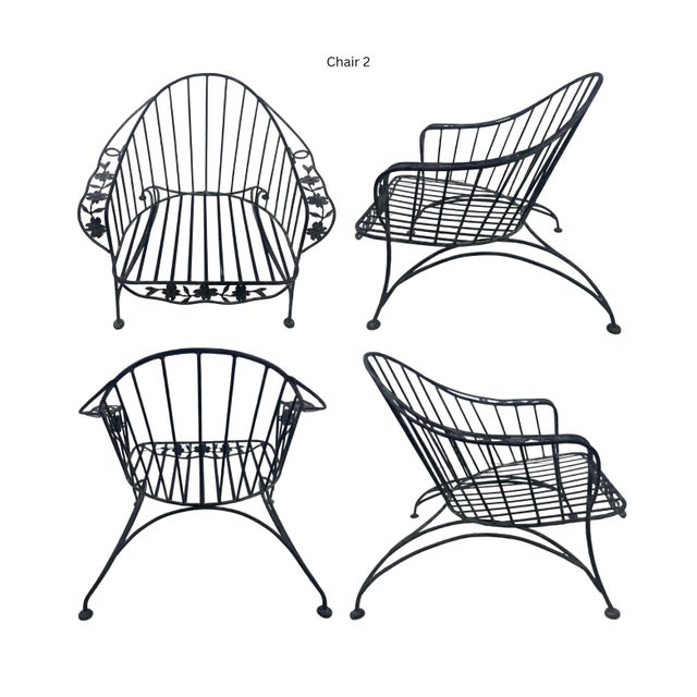 1950s Iron Patio Chairs in the Chantilly Rose Style - Set of 2 For Sale In Miami - Image 6 of 8