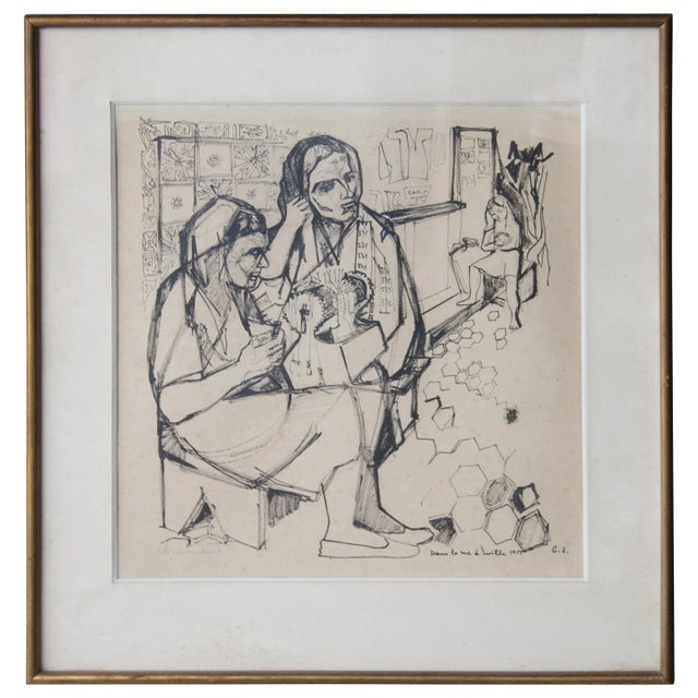 Pen Drawing on Paper, France, 1950s For Sale - Image 6 of 6