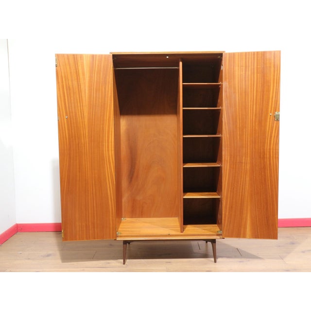Mid Century Modern Vintage Walnut Double Armoire Wardrobe by Alfred Cox For Sale - Image 9 of 10